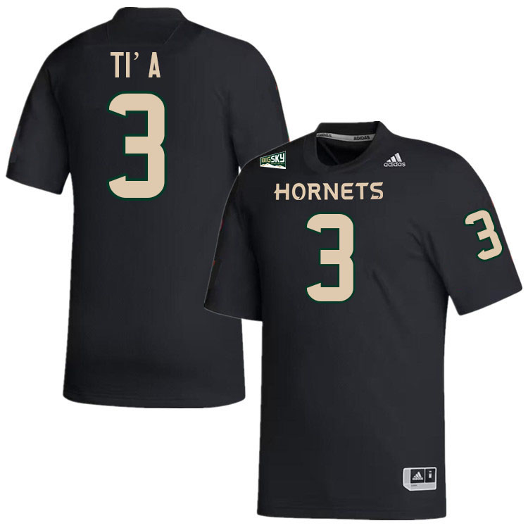 Sacramento State Hornets #3 Malini Ti'a College Football Jerseys Stitched-Black